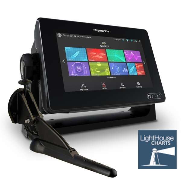 Raymarine Axiom 7 DV - 7 Inch Display With DownVision Sounder With CPT-100DVS DownVision TR And LightHouse Download Chart